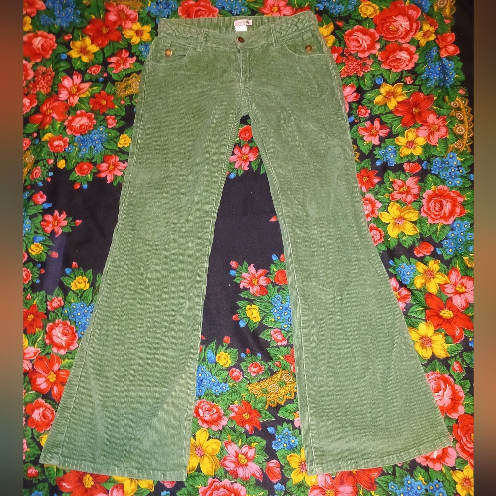 Green Corduroy Flare Jeans